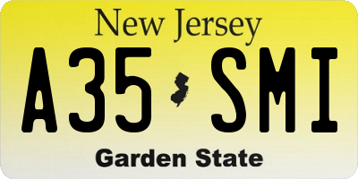 NJ license plate A35SMI