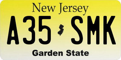 NJ license plate A35SMK