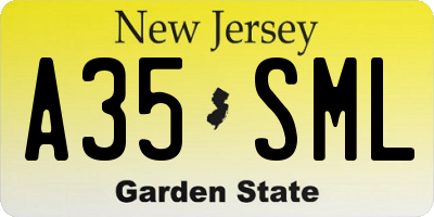 NJ license plate A35SML