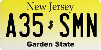 NJ license plate A35SMN