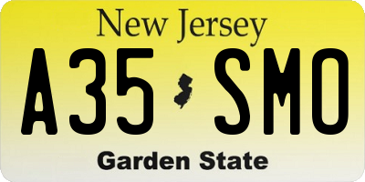 NJ license plate A35SMO