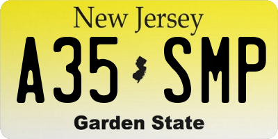 NJ license plate A35SMP