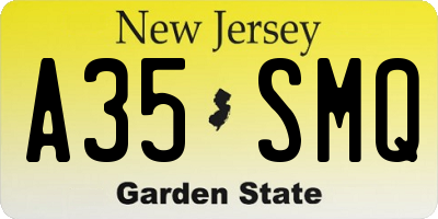 NJ license plate A35SMQ