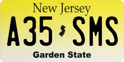NJ license plate A35SMS