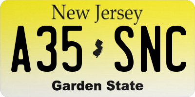 NJ license plate A35SNC