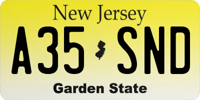 NJ license plate A35SND