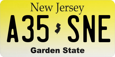NJ license plate A35SNE