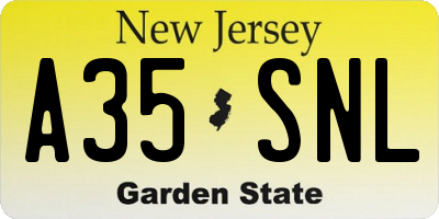NJ license plate A35SNL