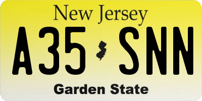 NJ license plate A35SNN
