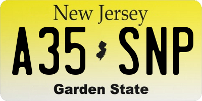 NJ license plate A35SNP