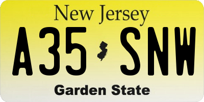 NJ license plate A35SNW