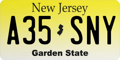 NJ license plate A35SNY