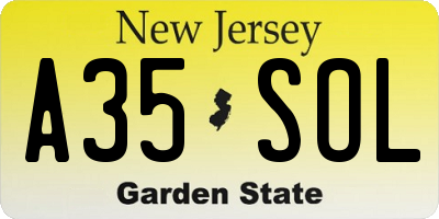 NJ license plate A35SOL