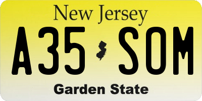 NJ license plate A35SOM