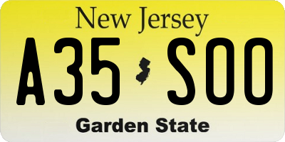 NJ license plate A35SOO