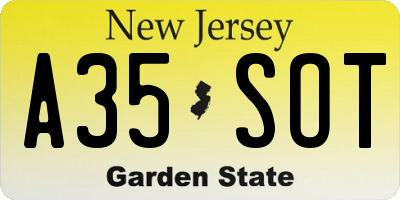 NJ license plate A35SOT