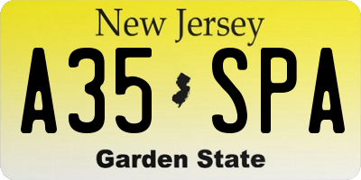 NJ license plate A35SPA