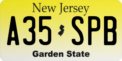 NJ license plate A35SPB