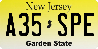 NJ license plate A35SPE