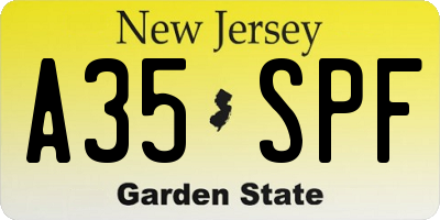 NJ license plate A35SPF