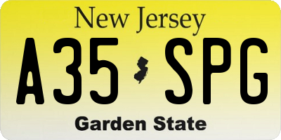 NJ license plate A35SPG