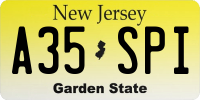 NJ license plate A35SPI