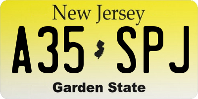 NJ license plate A35SPJ
