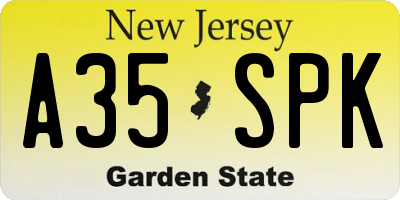 NJ license plate A35SPK