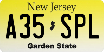 NJ license plate A35SPL