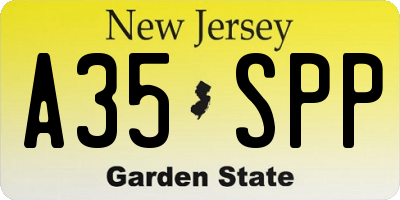 NJ license plate A35SPP