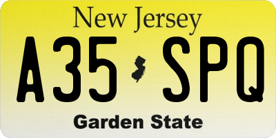 NJ license plate A35SPQ