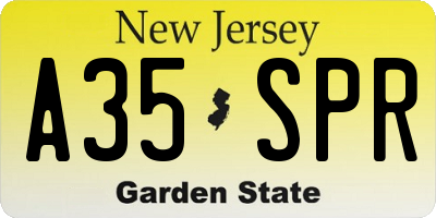 NJ license plate A35SPR