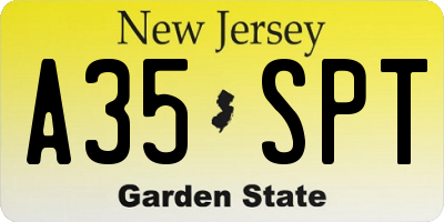 NJ license plate A35SPT