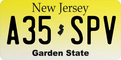 NJ license plate A35SPV