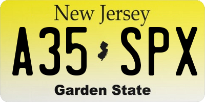 NJ license plate A35SPX