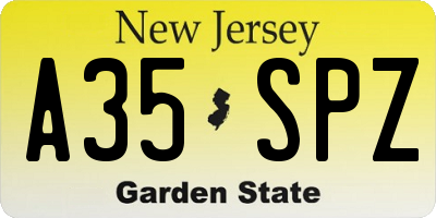 NJ license plate A35SPZ