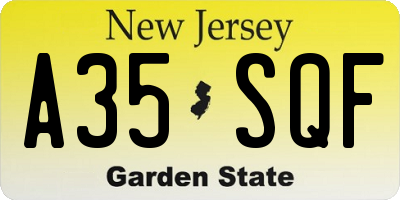 NJ license plate A35SQF