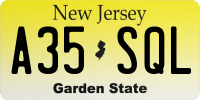 NJ license plate A35SQL