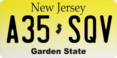 NJ license plate A35SQV