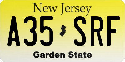 NJ license plate A35SRF