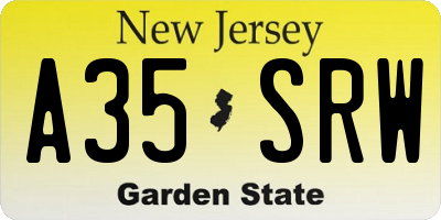 NJ license plate A35SRW