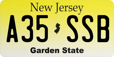 NJ license plate A35SSB