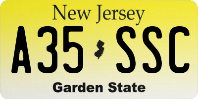 NJ license plate A35SSC