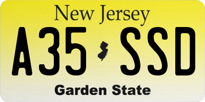NJ license plate A35SSD