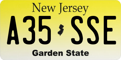 NJ license plate A35SSE