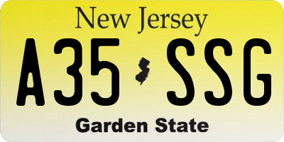 NJ license plate A35SSG