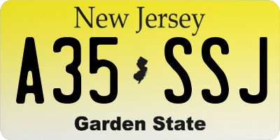 NJ license plate A35SSJ