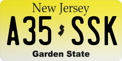 NJ license plate A35SSK