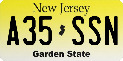 NJ license plate A35SSN
