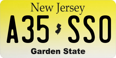 NJ license plate A35SSO